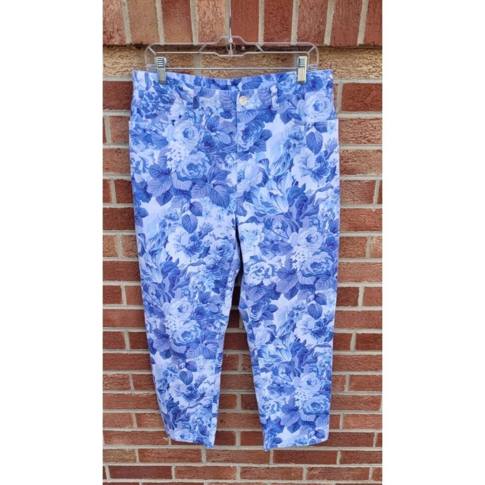 Vintage Lauren Ralph Lauren Blue Floral Pants Women's Size 14